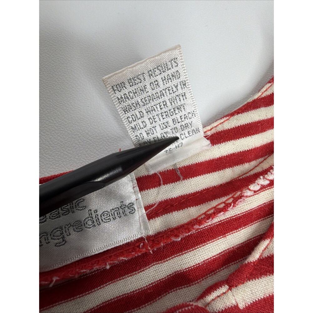 Vintage Basic Ingredients Red White Striped Button Top Small 3/4 Long Sleeve - Picture 4 of 11